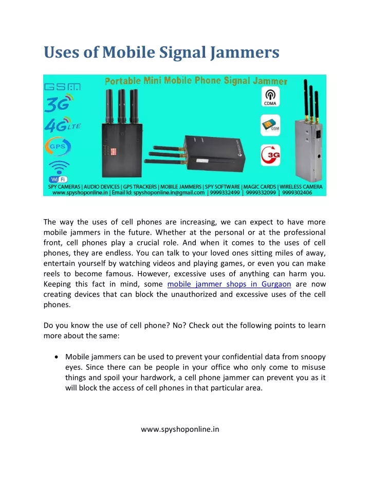 uses of mobile signal jammers