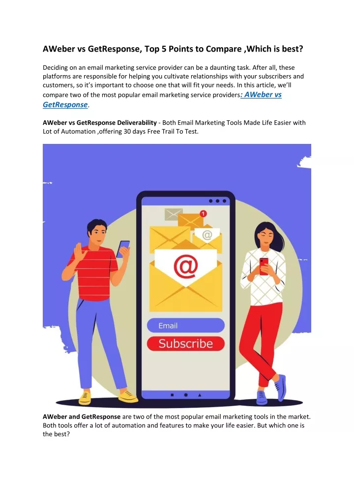 aweber vs getresponse top 5 points to compare