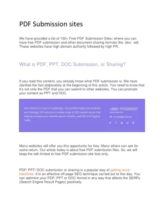 PDF Submission sites