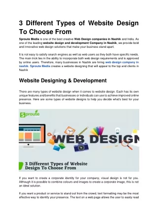 3 Different Types of Website Design To Choose From.