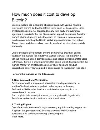 how much does it cost to develop bitcoin
