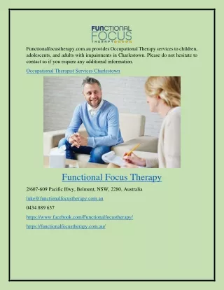 Occupational Therapist Services Charlestown Functionalfocustherapy.com.au