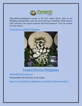 Flower Delivery Marikina Philippines Funeralflowersphilippines.com.ph