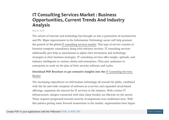 it consulting services market business