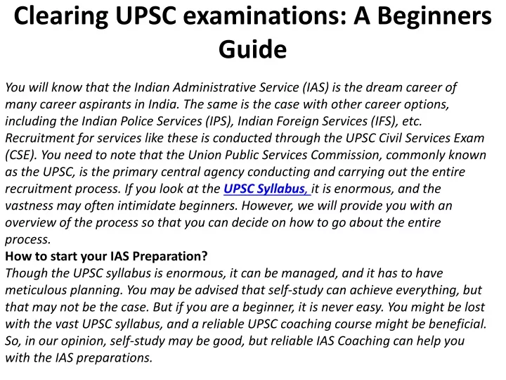 clearing upsc examinations a beginners guide