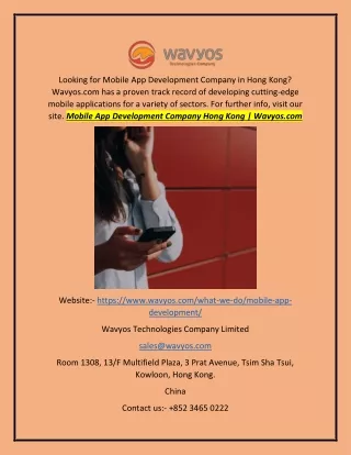 Mobile App Development Company Hong Kong | Wavyos.com