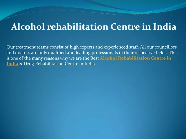 alcohol rehabilitation centre in india