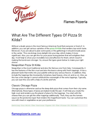 What Are The Different Types Of Pizza St Kilda