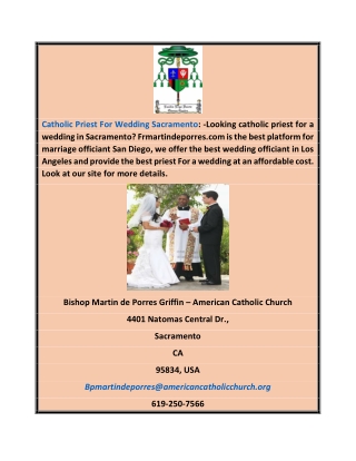 Catholic Priest For Wedding Sacramento | Frmartindeporres.com