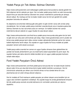 yedek par a in tek adres solmaz otomotiv https