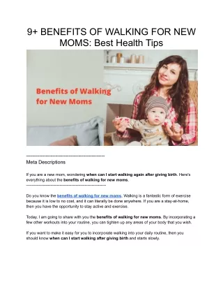 Benefits of walking for new moms