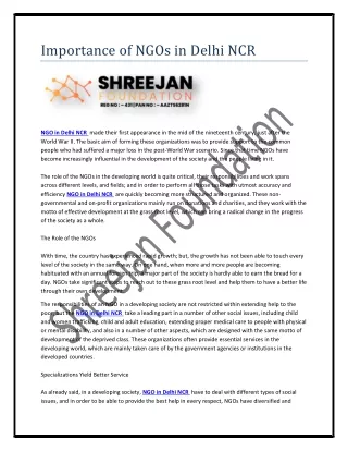 Importance of NGOs in Delhi NCR