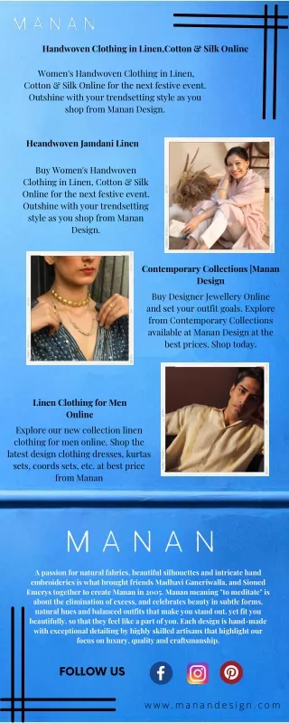 Handwoven Clothing For Mens & Women Online - Manan