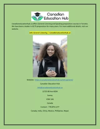 Ielts General Listening | Canadianeducationhub.ca