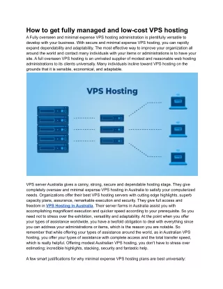 how to get fully managed and low cost vps hosting
