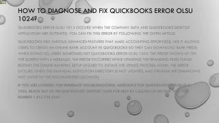 how to diagnose and fix quickbooks error olsu 1024