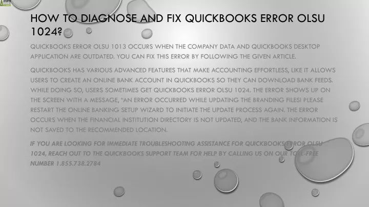 how to diagnose and fix quickbooks error olsu 1024