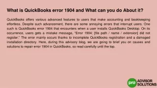 what is quickbooks error 1904 and what can you do about it
