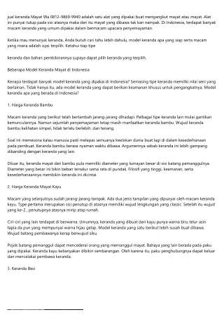 Jual Keranda Jenazah SerangTelp 0812 9869 9940