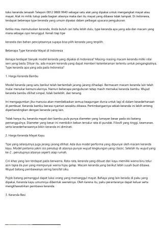 Harga Keranda Jenazah Pulau PramukaHub 0812-9869-9940