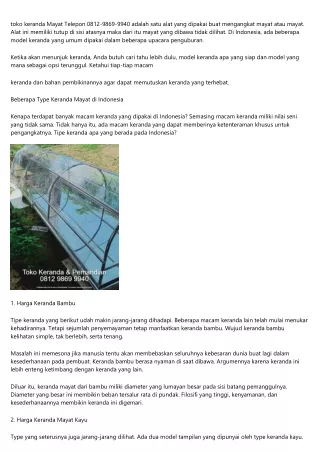 Harga Keranda Jenazah GroboganTelepon 0812 9869 9940