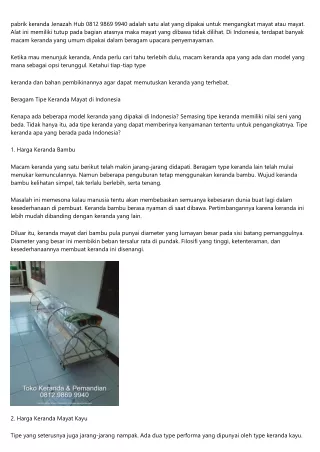 Jual Keranda Mayat KarawangHub 0812-9869-9940