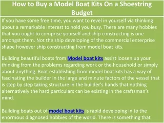 How to Buy a Model Boat Kits On a Shoestring Budget