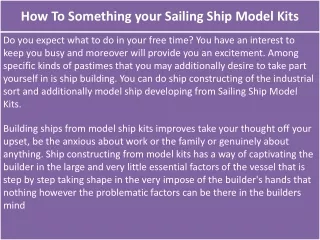 How To Something your Sailing Ship Model Kits