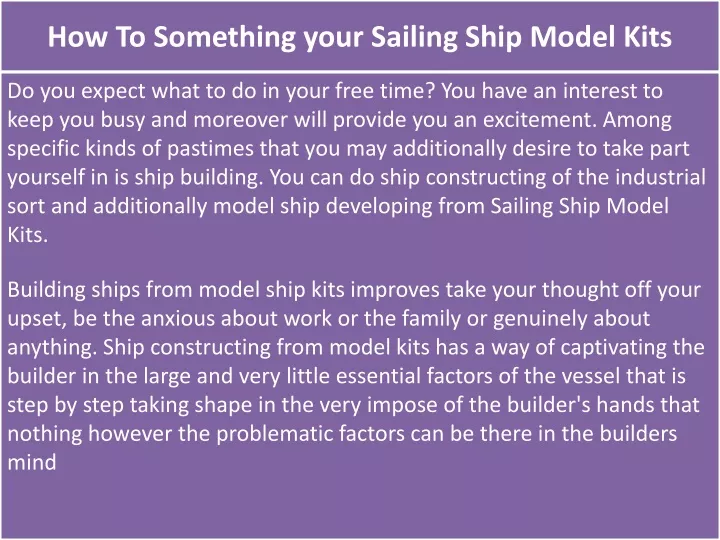 how to something your sailing ship model kits