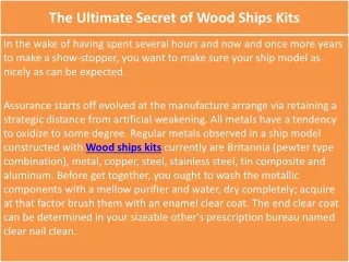 The Ultimate Secret of Wood Ships Kits