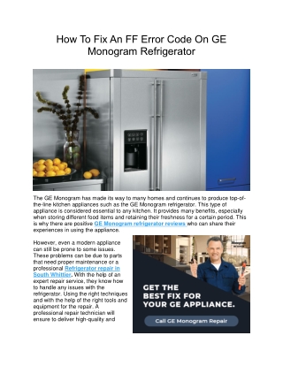 How To Fix An FF Error Code On GE Monogram Refrigerator