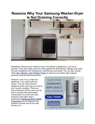 Reasons Why Your Samsung Washer-Dryer Is Not Draining Correctly