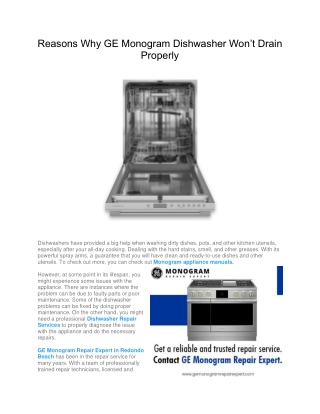 Reasons Why GE Monogram Dishwasher Won