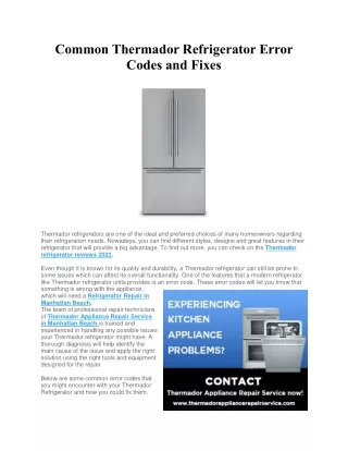 Common Thermador Refrigerator Error Codes and Fixes