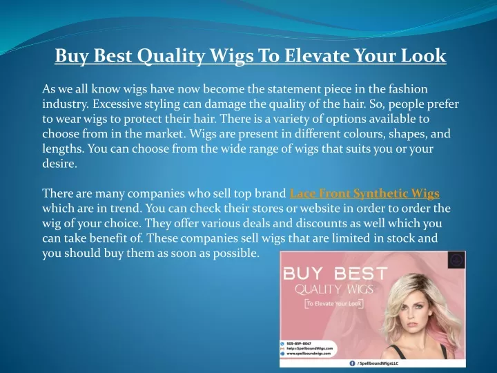 buy best quality wigs to elevate your look