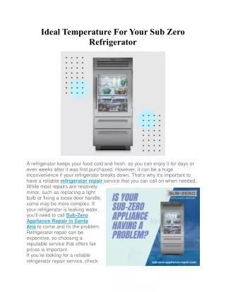 Ideal Temperature For Your Sub Zero Refrigerator