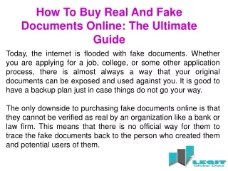 How To Buy Real And Fake Documents Online: The Ultimate Guide