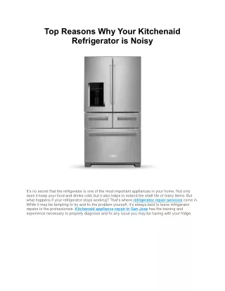 Top Reasons Why Your Kitchenaid Refrigerator is Noisy