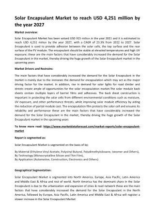 solar encapsulant market to reach