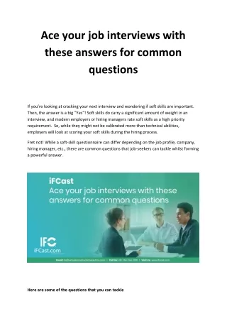 Ace your job interviews with these answers for common questions