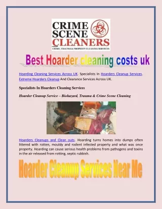 Best Hoarder cleaning costs uk