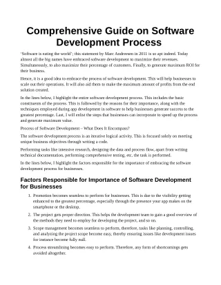 Comprehensive Guide on Software Development Process