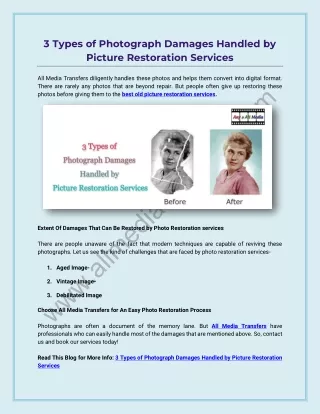 3 Types of Photograph Damages Handled by Picture Restoration Services