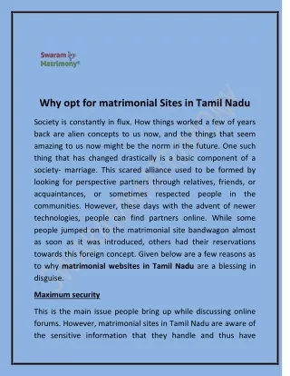 Best matrimonial sites in tamilnadu