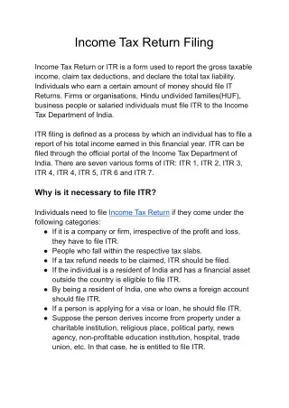 Income Tax Return Filing