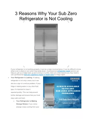 3 Reasons Why Your Sub Zero Refrigerator is Not Cooling