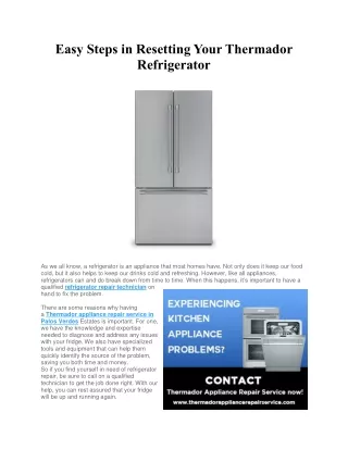Easy Steps in Resetting Your Thermador Refrigerator