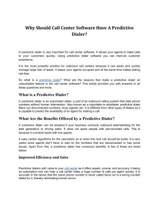 why should call center software have a predictive
