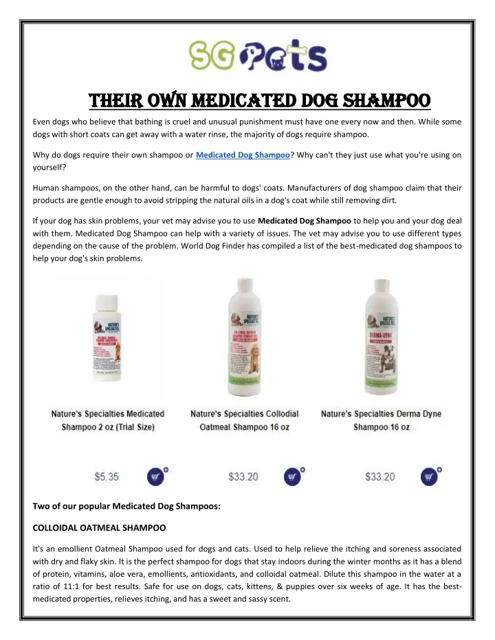 their own medicated dog shampoo their