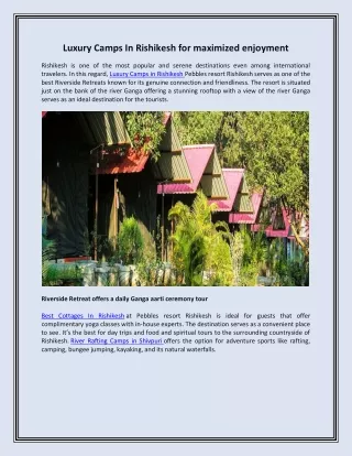 luxury camps in rishikesh for maximized enjoyment